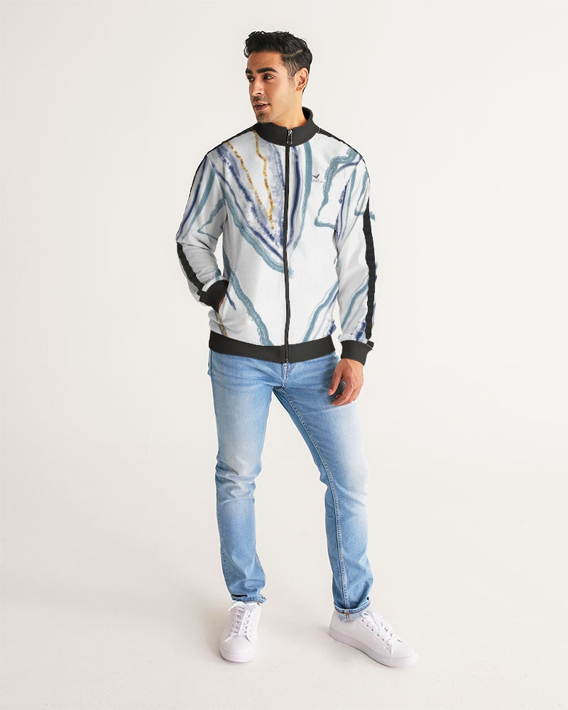 Jodan Ahmar Blue Haze Men's Stripe-Sleeve Track Jacket