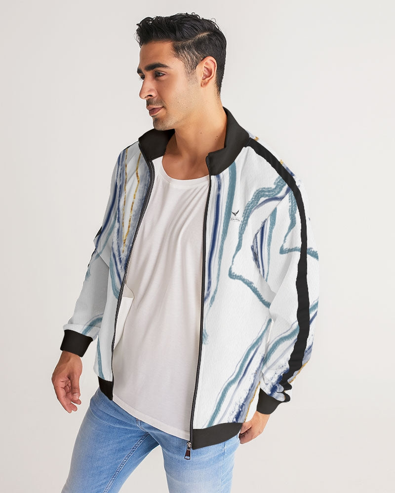 Jodan Ahmar Blue Haze Men's Stripe-Sleeve Track Jacket