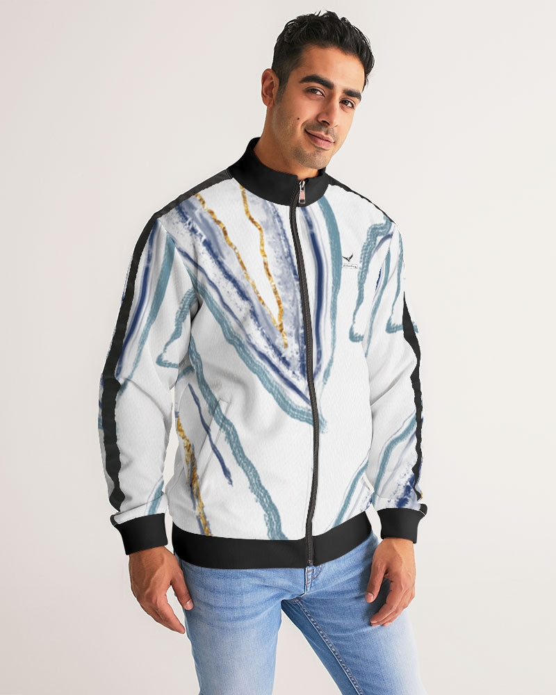 Jodan Ahmar Blue Haze Men's Stripe-Sleeve Track Jacket