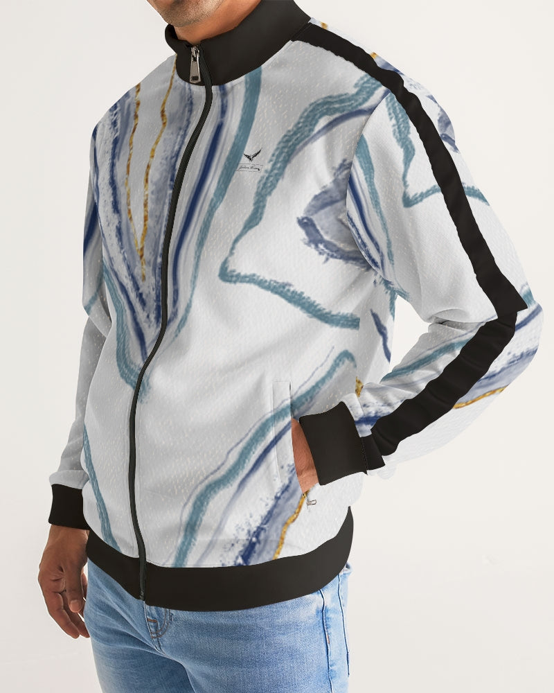 Jodan Ahmar Blue Haze Men's Stripe-Sleeve Track Jacket