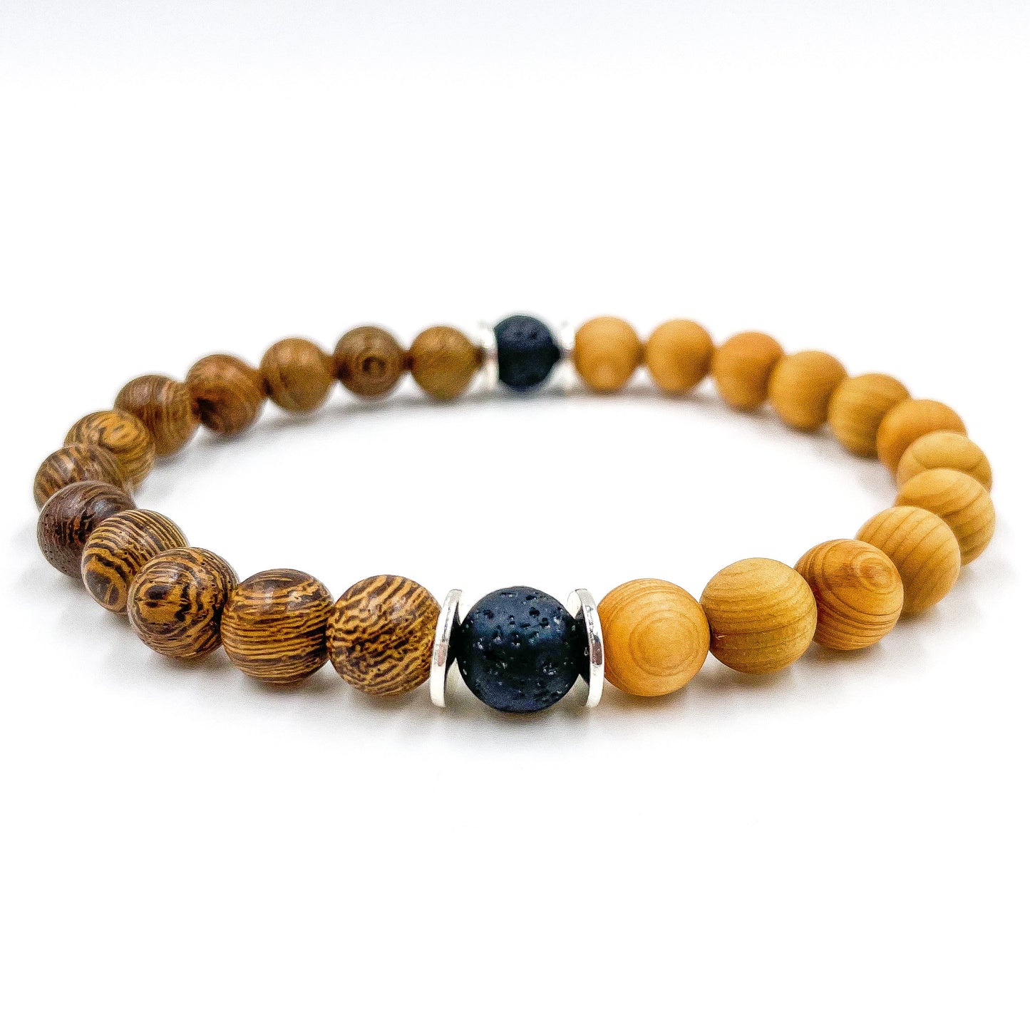 Westland - Zebrawood, Cedar, & Lava Rock Mala Beaded Bracelet