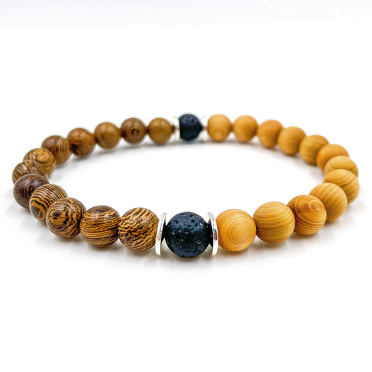 Westland - Zebrawood, Cedar, & Lava Rock Mala Beaded Bracelet