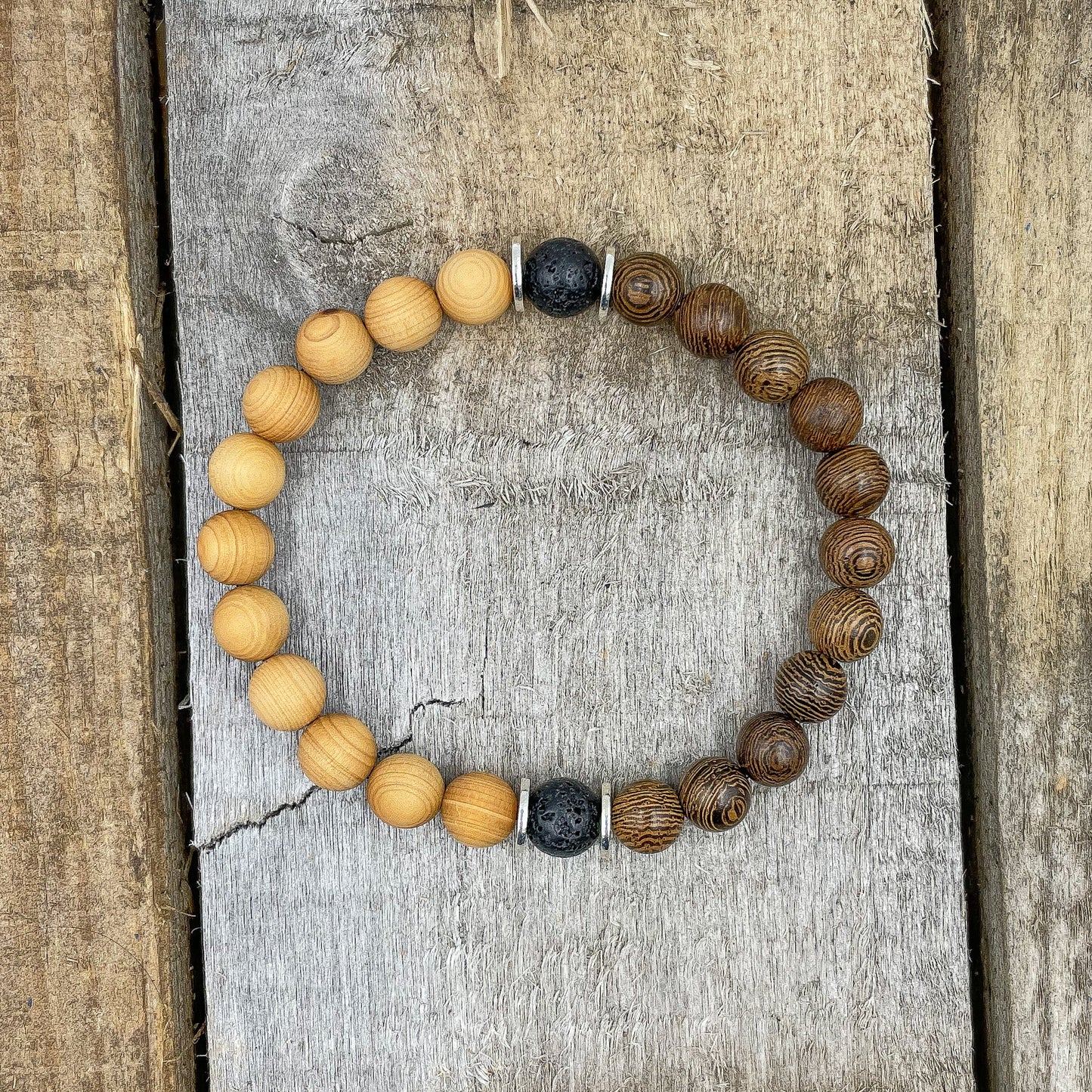 Westland - Zebrawood, Cedar, & Lava Rock Mala Beaded Bracelet