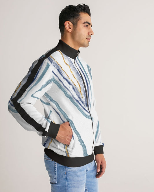 Jodan Ahmar Blue Haze Men's Stripe-Sleeve Track Jacket